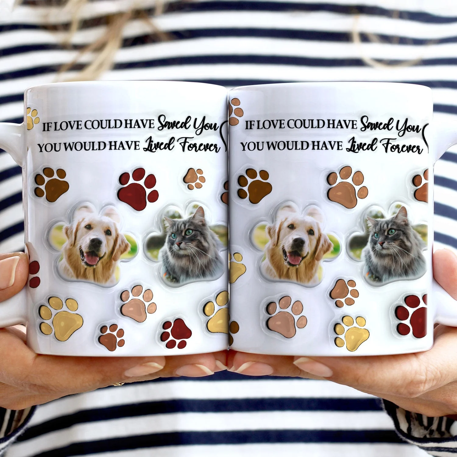 Custom Photo Forever In My Heart - Memorial Gift For Dog Lovers, Cat Lovers - 3D Inflated Effect Printed Mug, Personalized White Edge-to-Edge Mug - Image 2