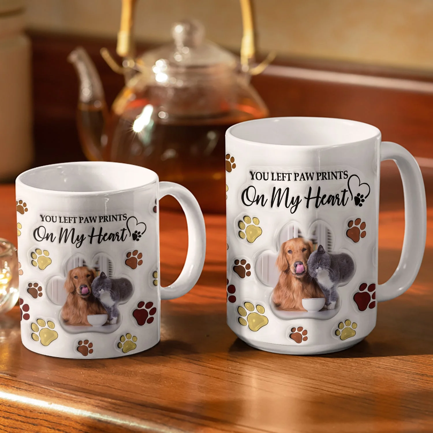 Custom Photo Forever In My Heart - Memorial Gift For Dog Lovers, Cat Lovers - 3D Inflated Effect Printed Mug, Personalized White Edge-to-Edge Mug - Image 3