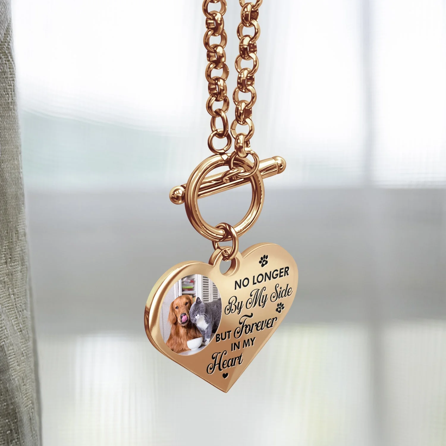 Custom Photo Forever In My Heart - Memorial Gift For Dog Lovers, Cat Lovers - Personalized Heart Bracelet - Image 5