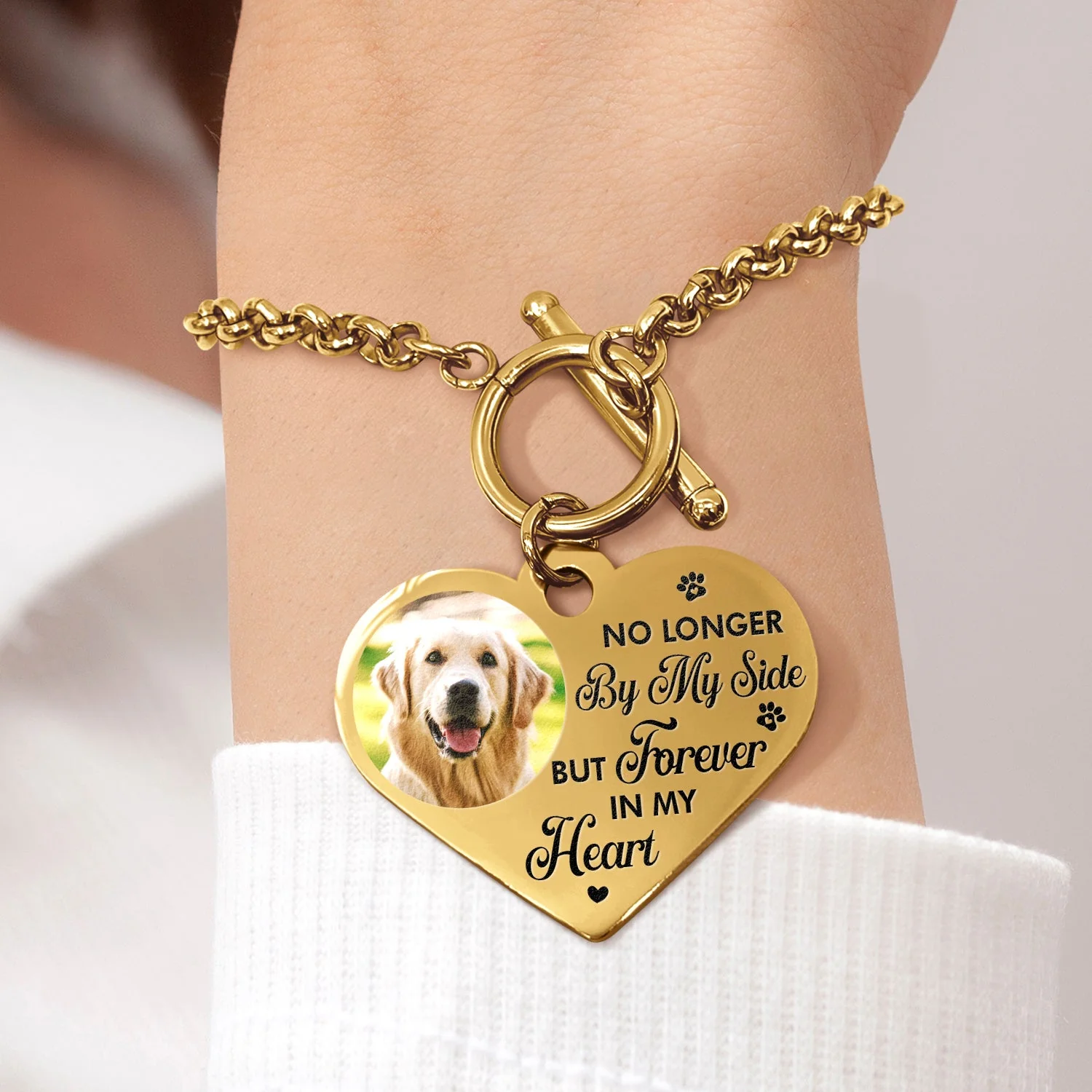 Custom Photo Forever In My Heart - Memorial Gift For Dog Lovers, Cat Lovers - Personalized Heart Bracelet - Image 6
