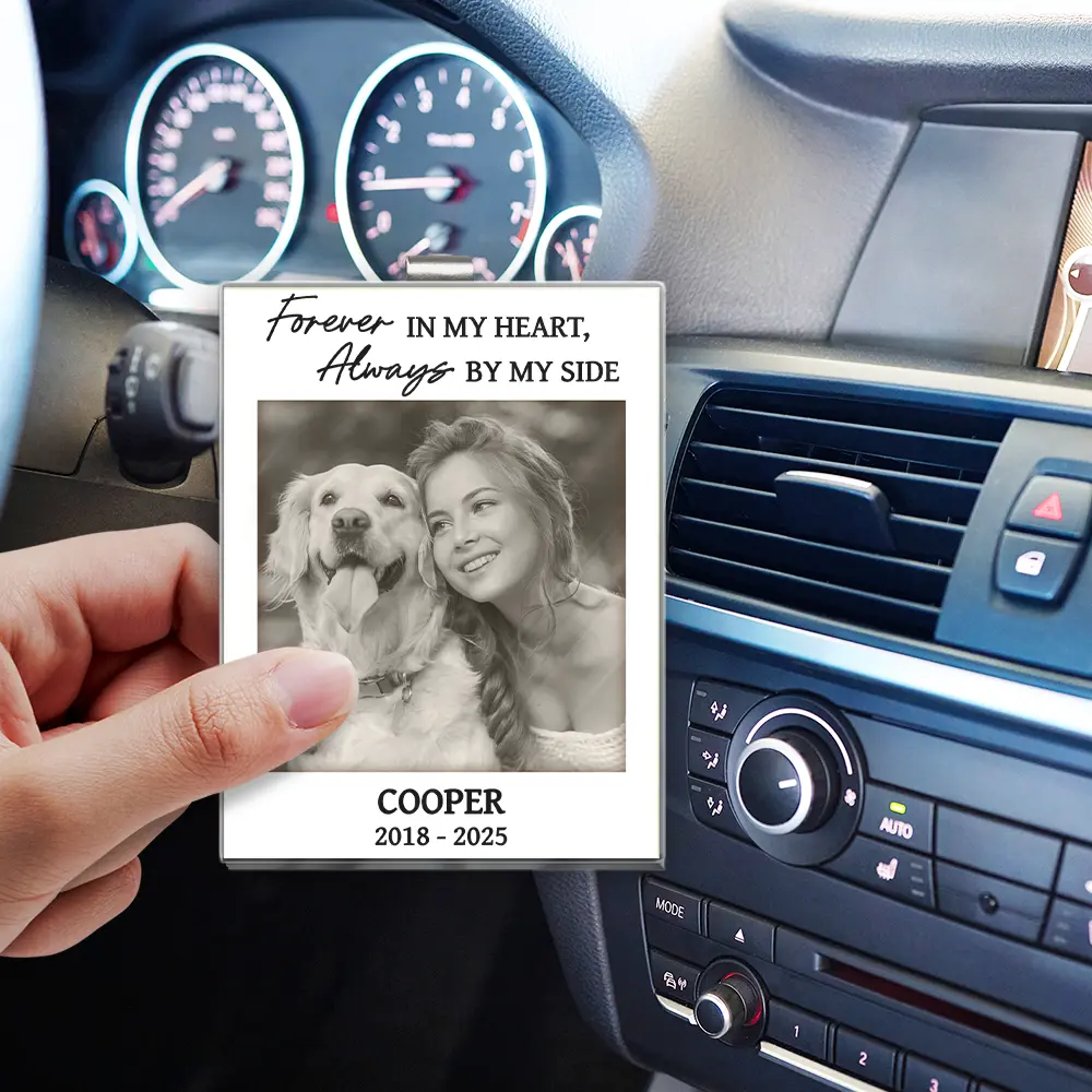 Custom Photo Forever In My Heart Memorial - Personalized Custom Shaped Acrylic Car Visor Clip - Image 3