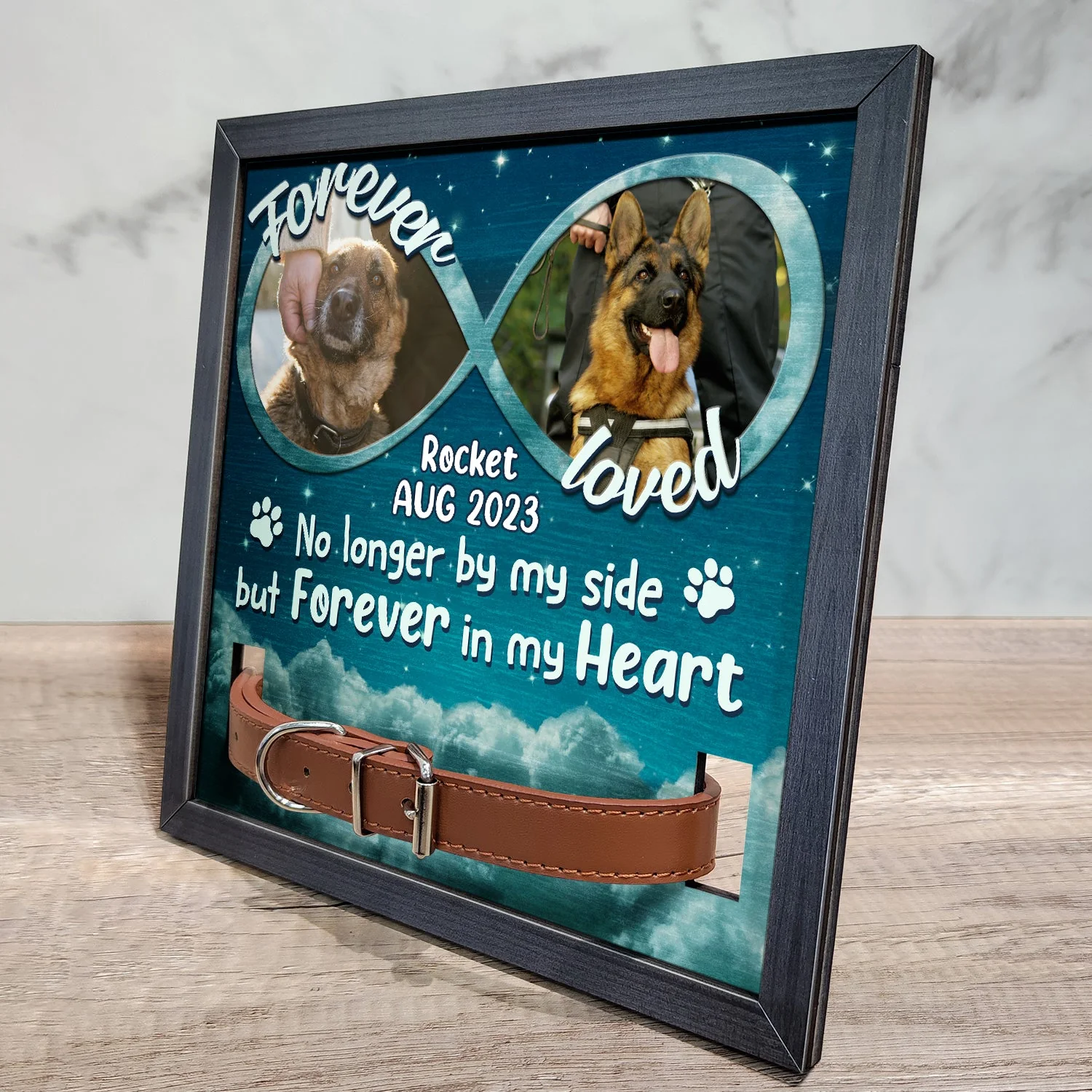 Custom Photo Forever In My Heart - Memorial, Sympathy Gift For Dog Owners, Cat Lovers - Personalized Pet Loss Sign, Collar Frame - Image 2