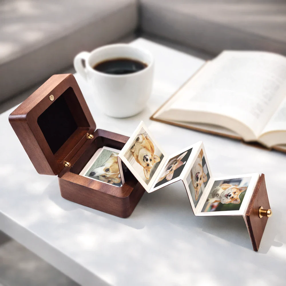 Custom Photo Forever In My Heart - Personalized Wooden Accordion Photo Box - Image 4