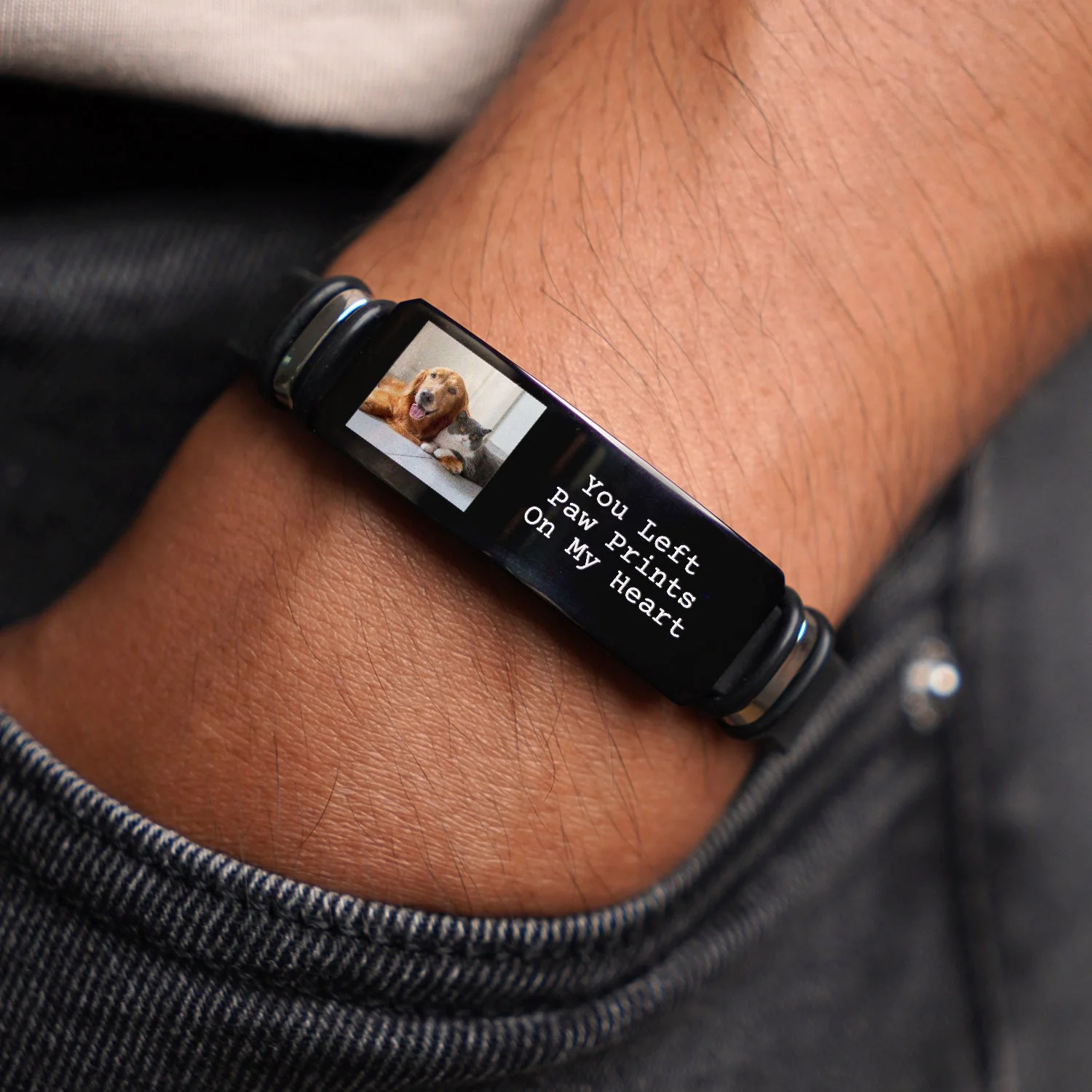 Custom Photo Forever In My Heart Pet Memorial - Personalised Engraved Bracelet - Image 2