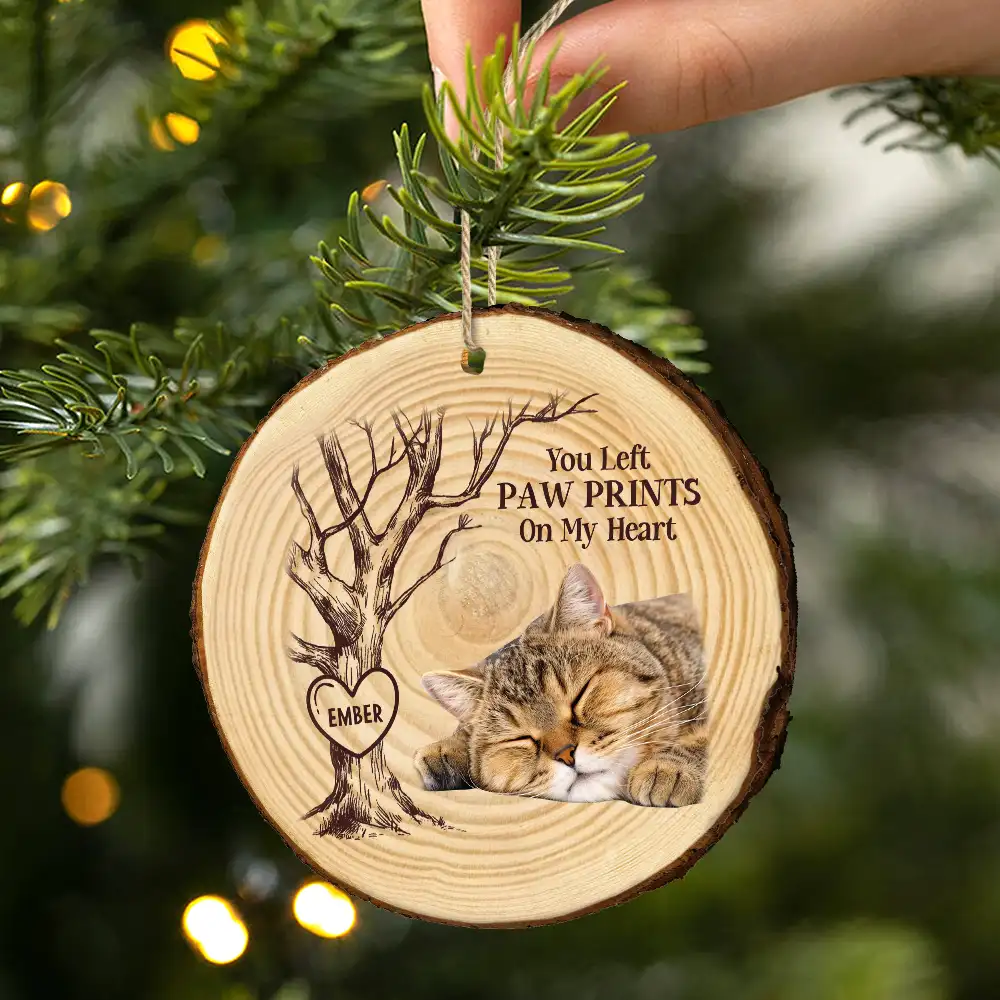 Custom Photo Forever In Our Hearts - Personalized Wood Slice Ornament - Image 3