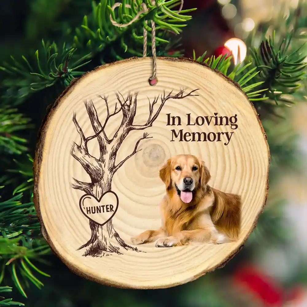 Custom Photo Forever In Our Hearts - Personalized Wood Slice Ornament - Image 4