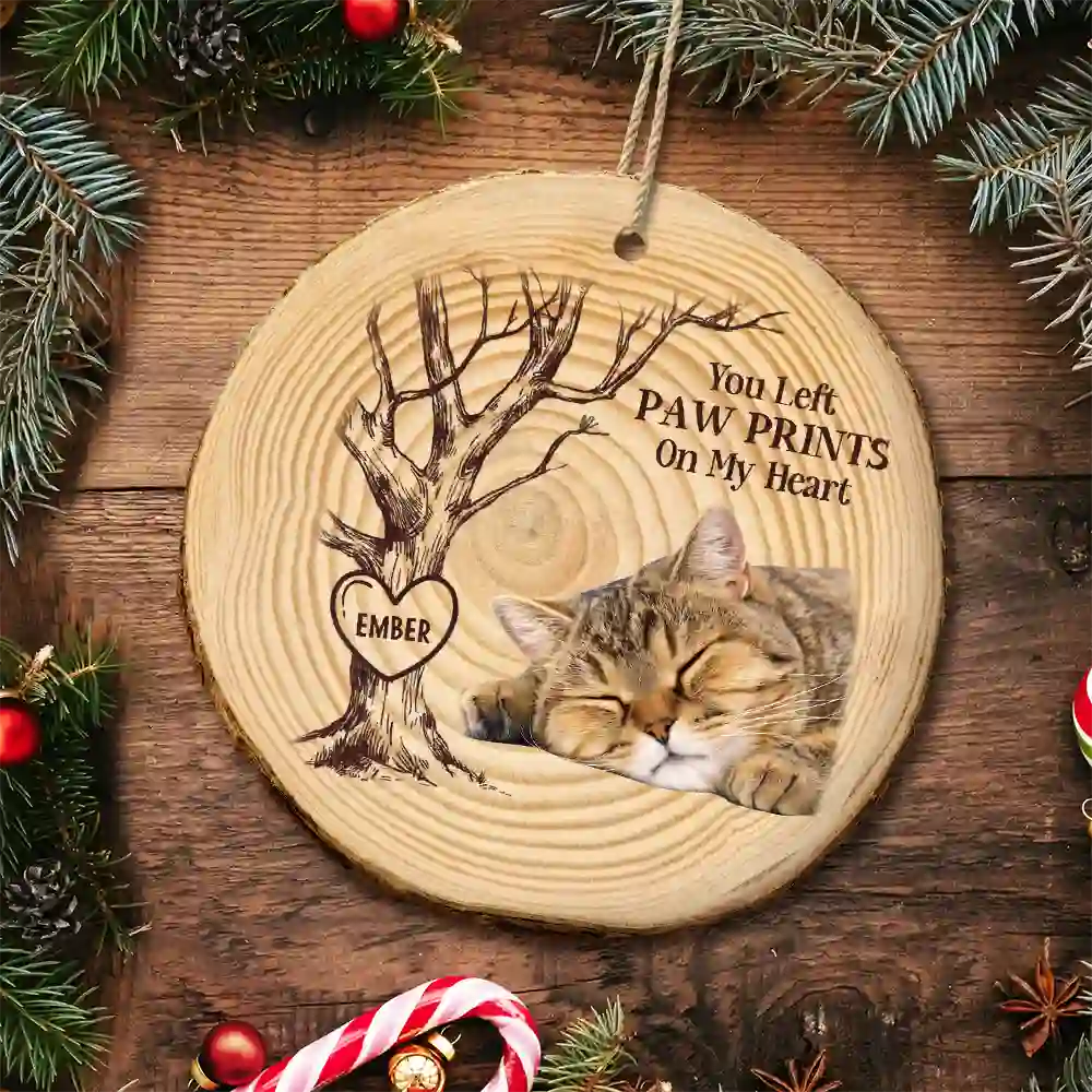 Custom Photo Forever In Our Hearts - Personalized Wood Slice Ornament - Image 6