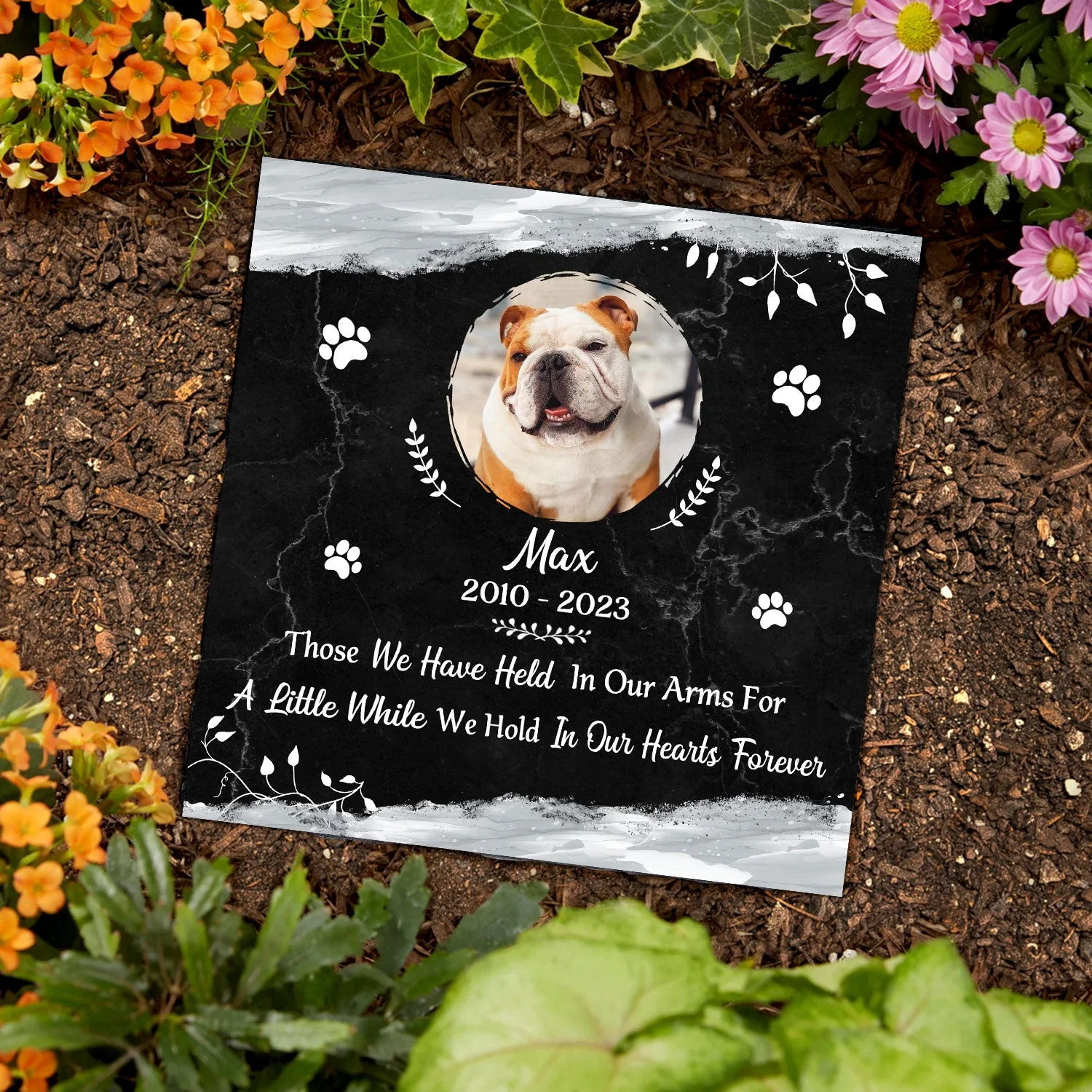 Custom Photo Forever In Our Heats - Pet Memorial Gift - Personalized Rectangle Memorial Garden Stone - Image 3