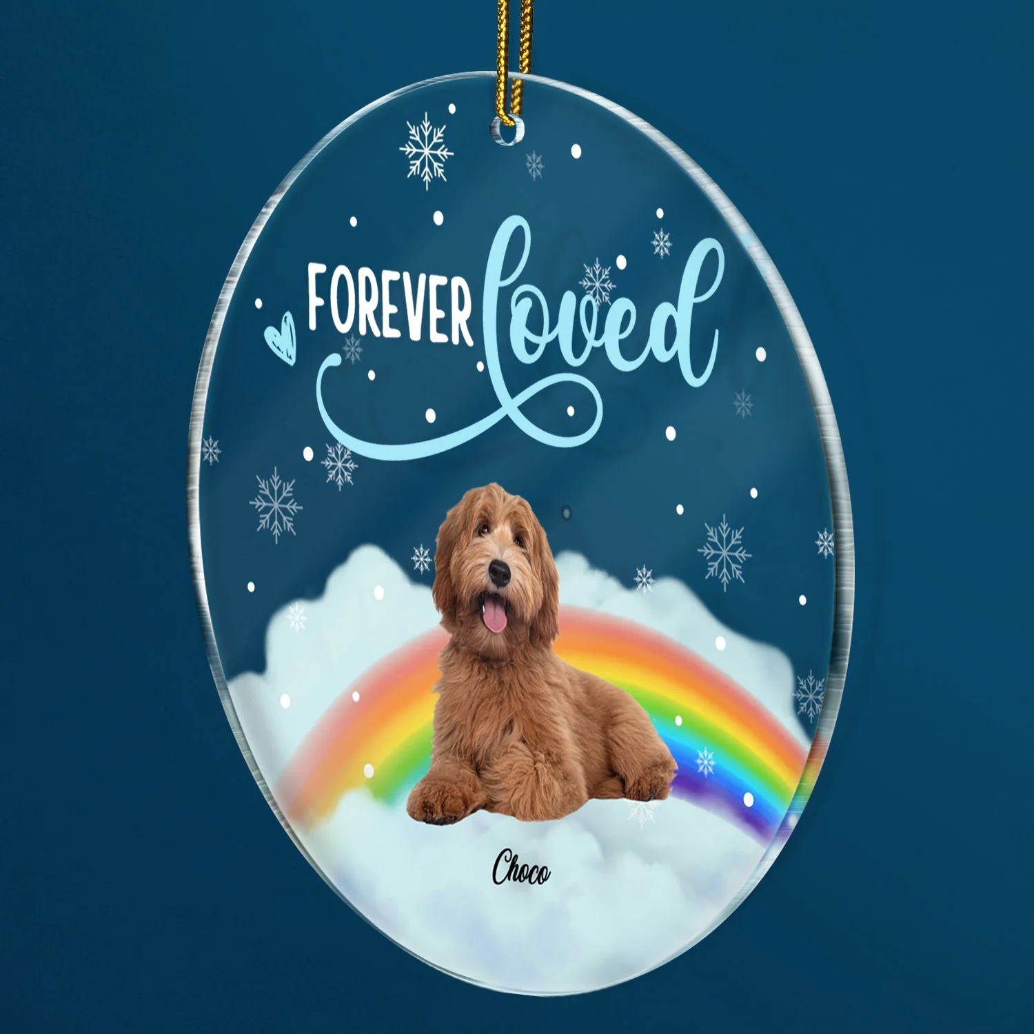 Custom Photo Forever Loved - Christmas Memorial Gift For Dog Lovers - Personalized Circle Acrylic Ornament - Image 3