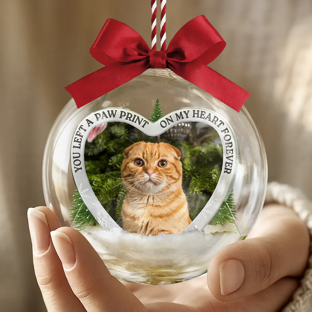 Custom Photo Forever Loved Memorial Dog Cat Family - Personalized 3D Acrylic Ball Ornament - Image 4