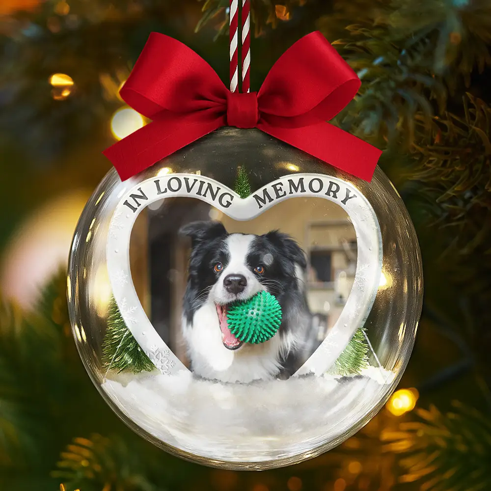 Custom Photo Forever Loved Memorial Dog Cat Family - Personalized 3D Acrylic Ball Ornament - Image 5