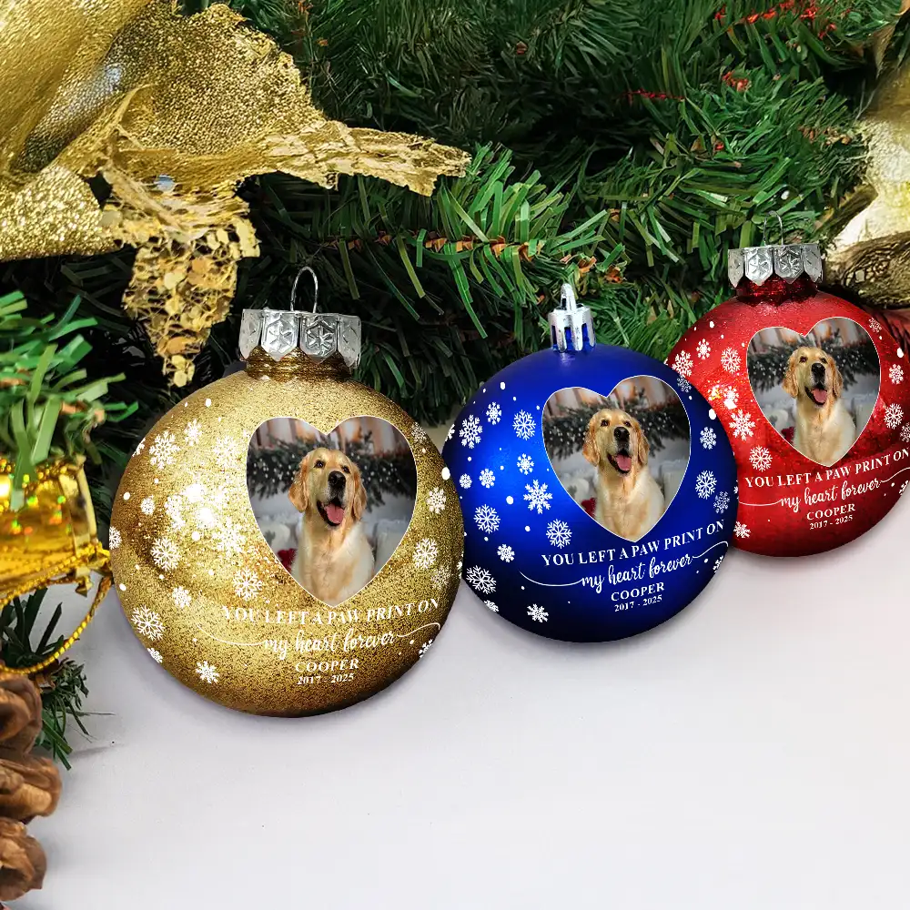 Custom Photo Forever Loved Memorial Dog Cat - Personalized Ball Ornament - Image 4