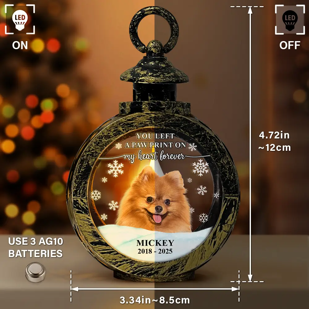 Custom Photo Forever Loved Memorial Dog Cat - Personalized Candlelight Lantern Ornament - Image 4