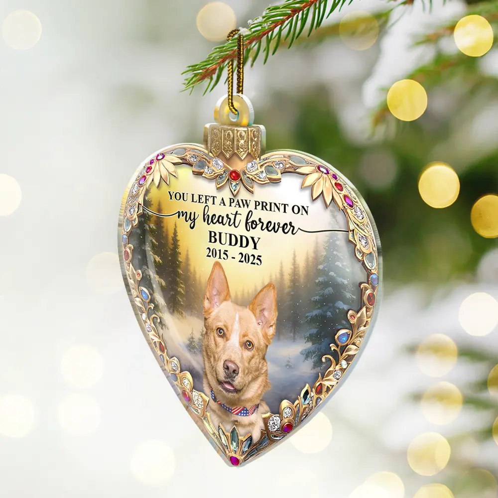 Custom Photo Forever Loved Memorial Dog Cat - Personalized Custom Shaped Acrylic Ornament - Image 3