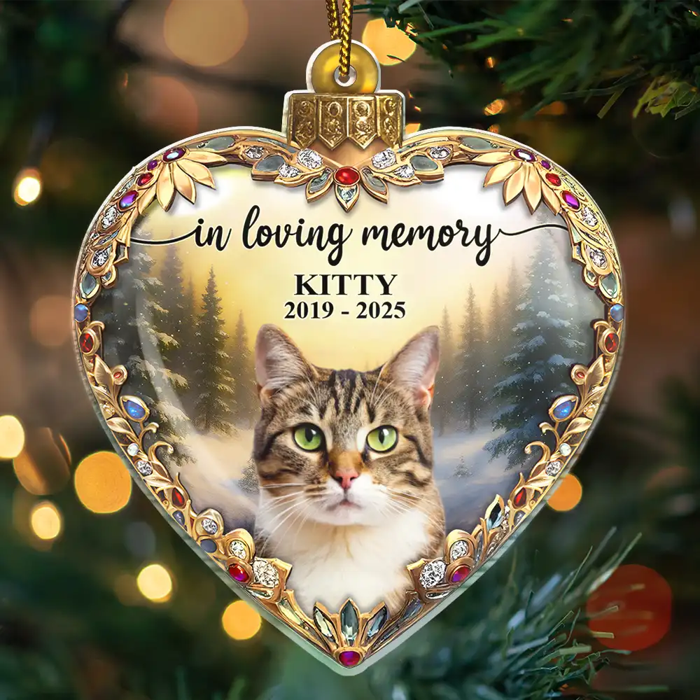 Custom Photo Forever Loved Memorial Dog Cat - Personalized Custom Shaped Acrylic Ornament - Image 4