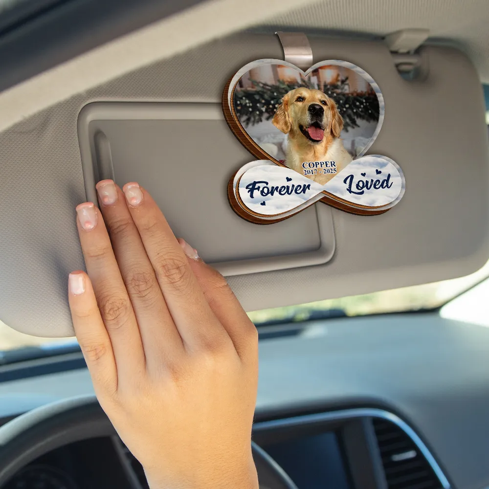 Custom Photo Forever Loved Memorial Dog Cat - Personalized Custom Shaped Car Visor Clip - Image 4