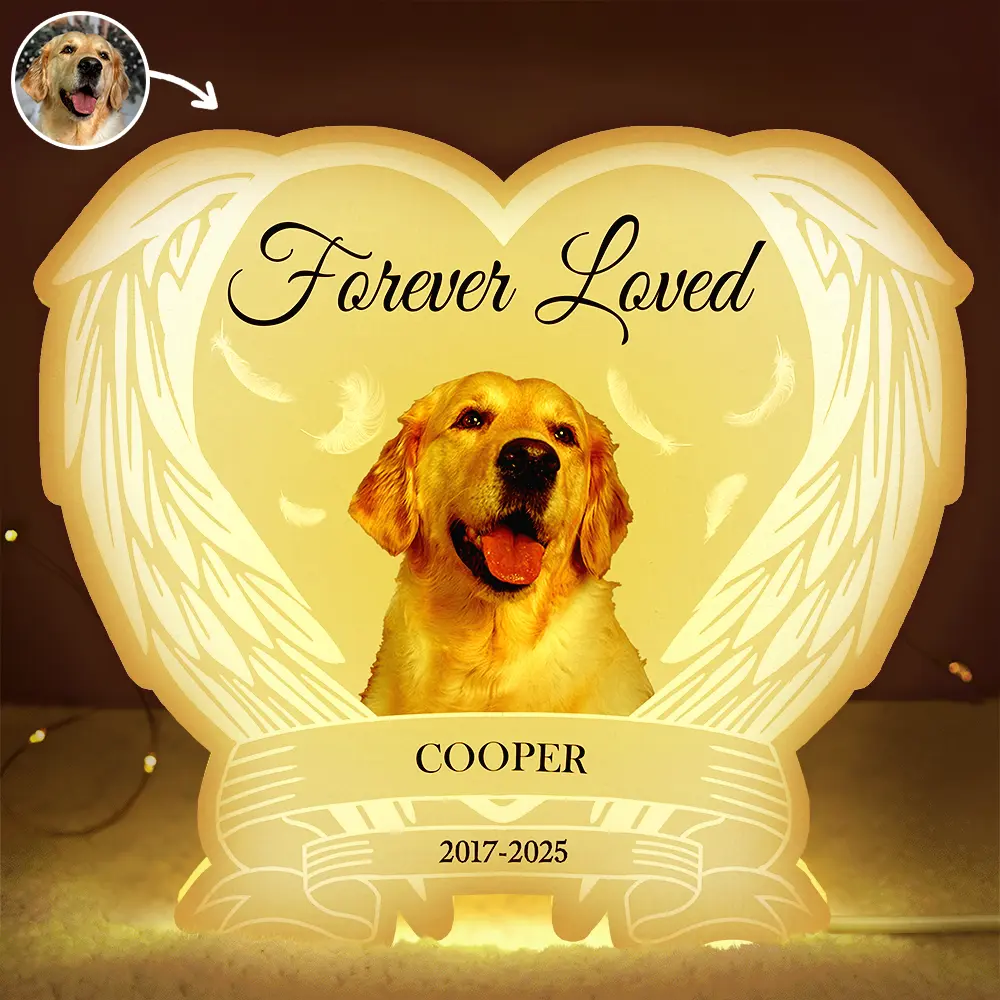 Custom Photo Forever Loved Memorial Dog Cat - Personalized Custom Shaped Light Box