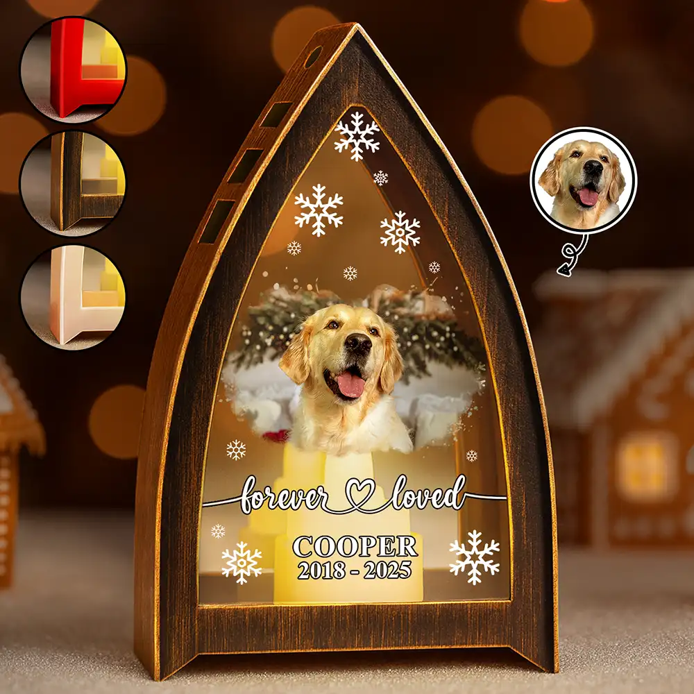 Custom Photo Forever Loved Memorial Dog Cat - Personalized Tabletop Lantern Light