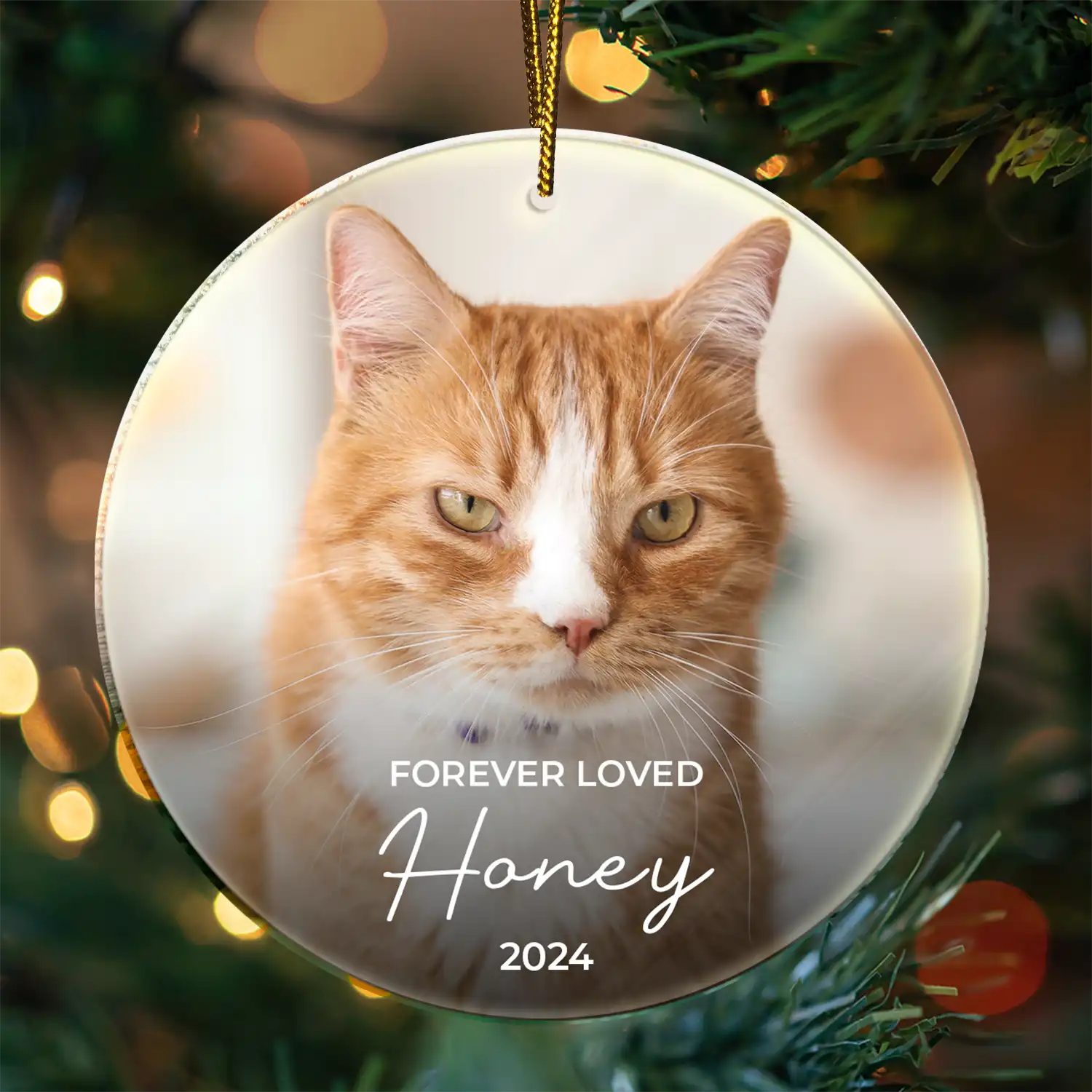Custom Photo Forever Loved Memorial Dog Cat Pet - Personalized Circle Acrylic Ornament - Image 3