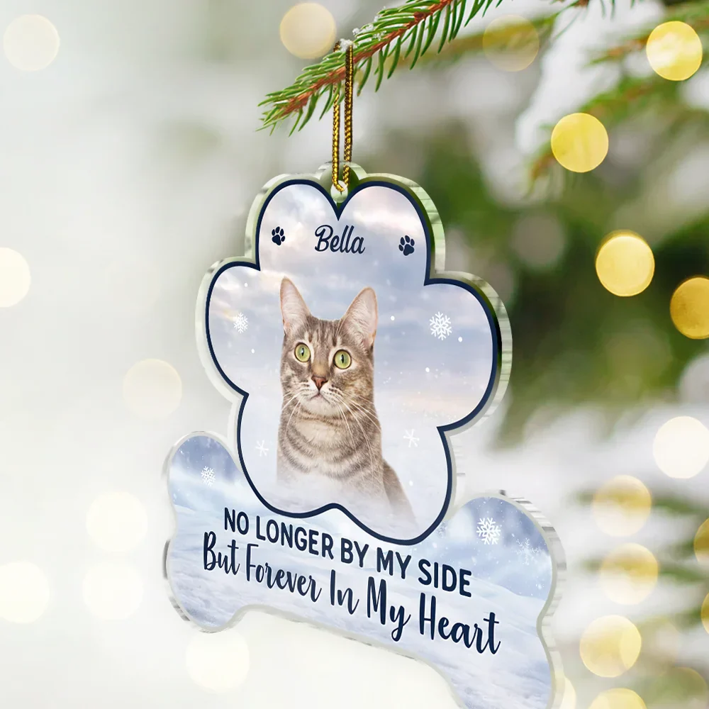 Custom Photo Forever Our Hearts Memorial - Personalized Custom Shaped Acrylic Ornament - Image 3