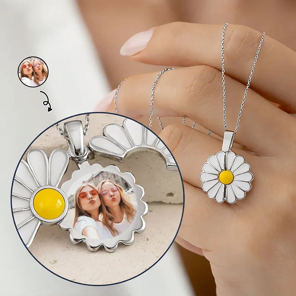 Custom Photo Frame For Sisters And Besties - Personalized Hidden Message Necklace