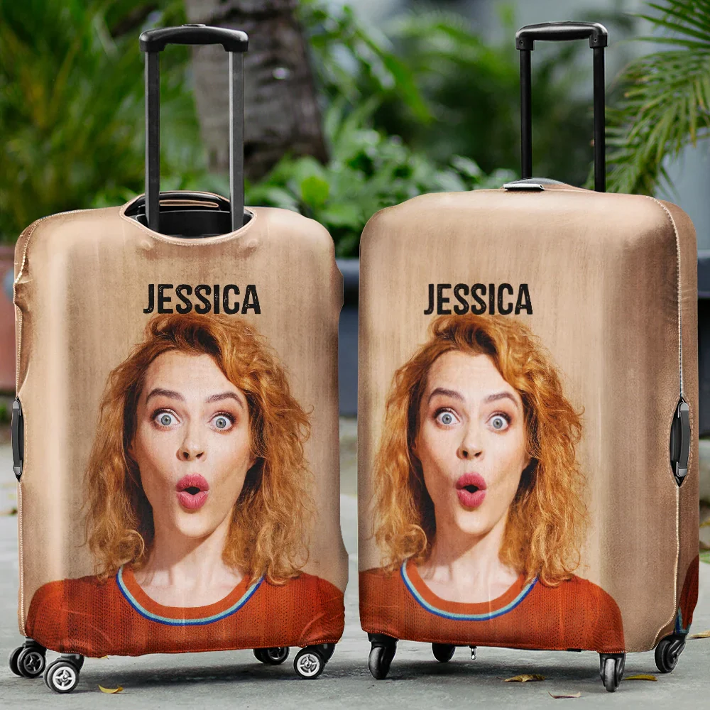Custom Photo Friends Family Couple Travel Lover - Personalized Luggage Cover - Image 2