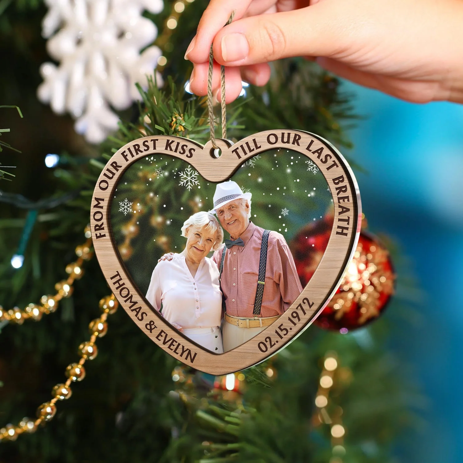 Custom Photo From Our First Kiss Till Our Last Breath - Christmas Gift For Couples - Personalized 2-Layered Mix Ornament - Image 4