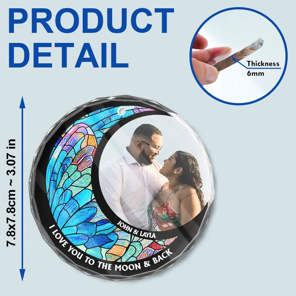 Custom Photo From Our First Kiss Till Our Last Breath Kissing Couple - Stained Effect Printed, Personalized Circle Glass Ornament - Image 7