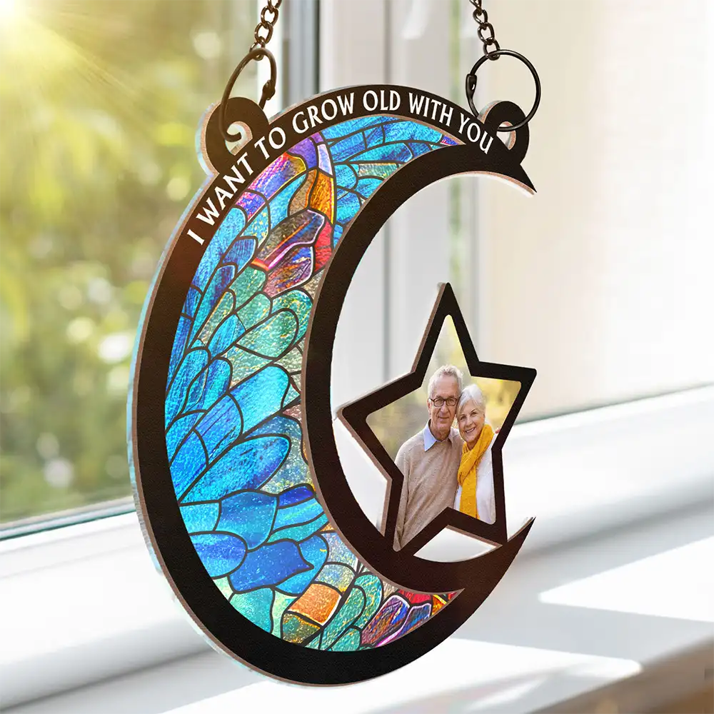 Custom Photo From Our First Kiss Till Our Last Breath - Personalized Window Hanging Suncatcher Ornament - Image 3