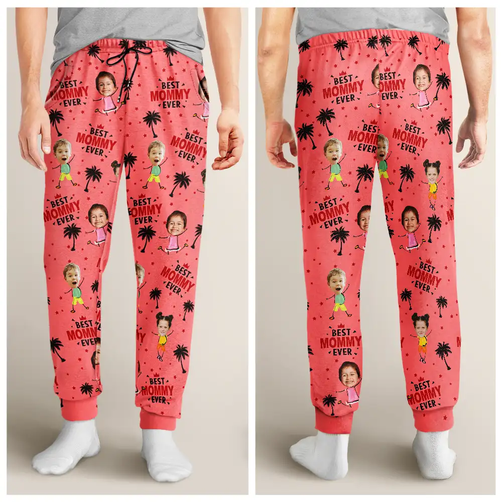 Custom Photo Funny And Cute Best Mom Ever - Personalized Pajama Pants - Image 5
