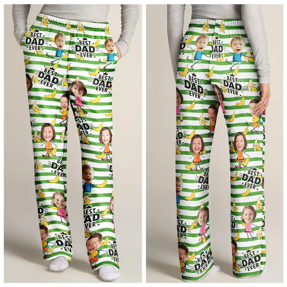 Custom Photo Funny Banana Best Dad Ever - Personalized Pajama Pants - Image 4