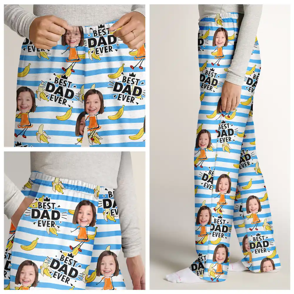 Custom Photo Funny Banana Best Dad Ever - Personalized Pajama Pants - Image 8