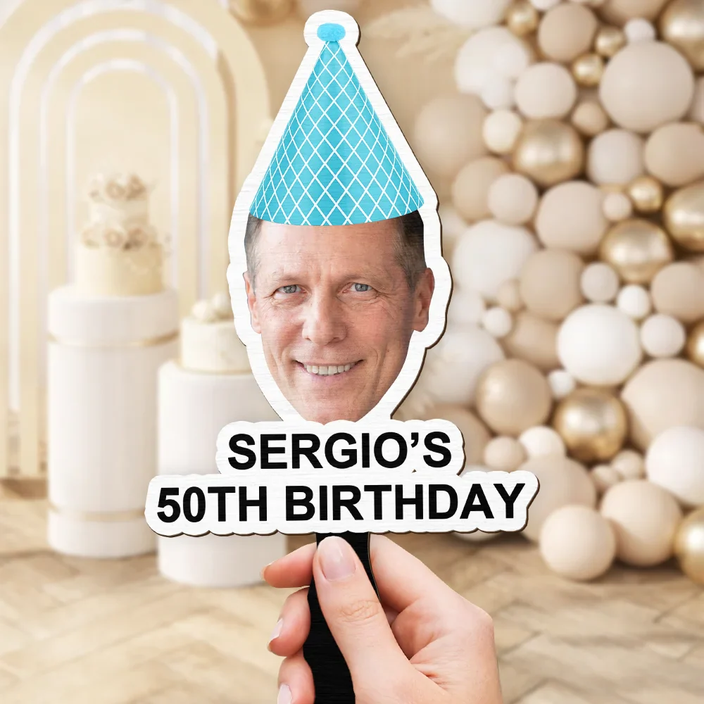 Custom Photo Funny Birthday Crew - Personalized Handheld Fan - Image 4