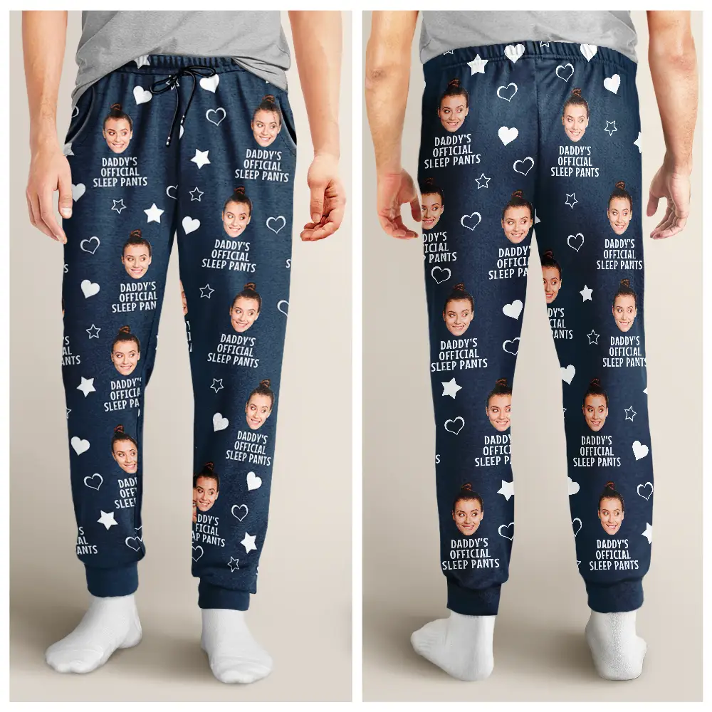 Custom Photo Funny Couple Daddy's Official Sleep Pants - Personalized Pajama Pants - Image 5