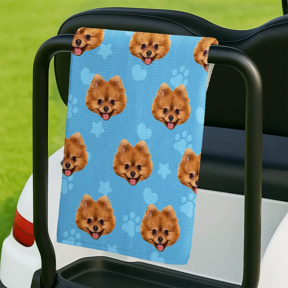 Custom Photo Funny Dog Cat Kid - Personalized Golf Towel - Image 3