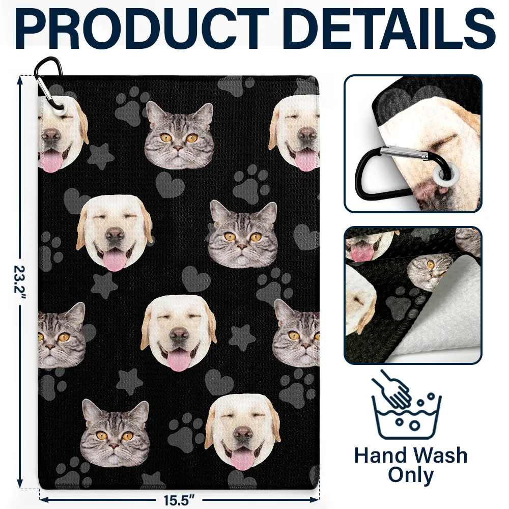 Custom Photo Funny Dog Cat Kid - Personalized Golf Towel - Image 5