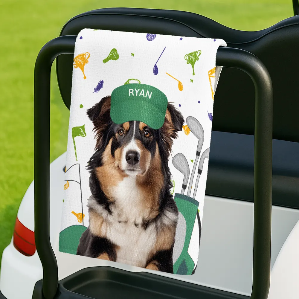Custom Photo Funny Dog Cat - Personalized Golf Towel - Image 3