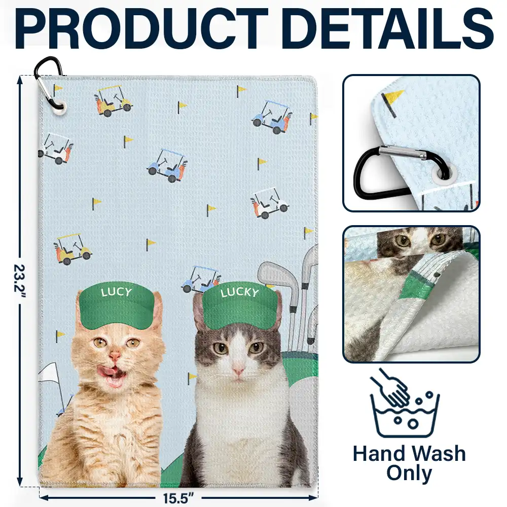 Custom Photo Funny Dog Cat - Personalized Golf Towel - Image 5