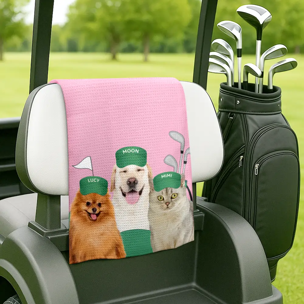 Custom Photo Funny Dog Cat - Personalized Golf Towel - Image 6