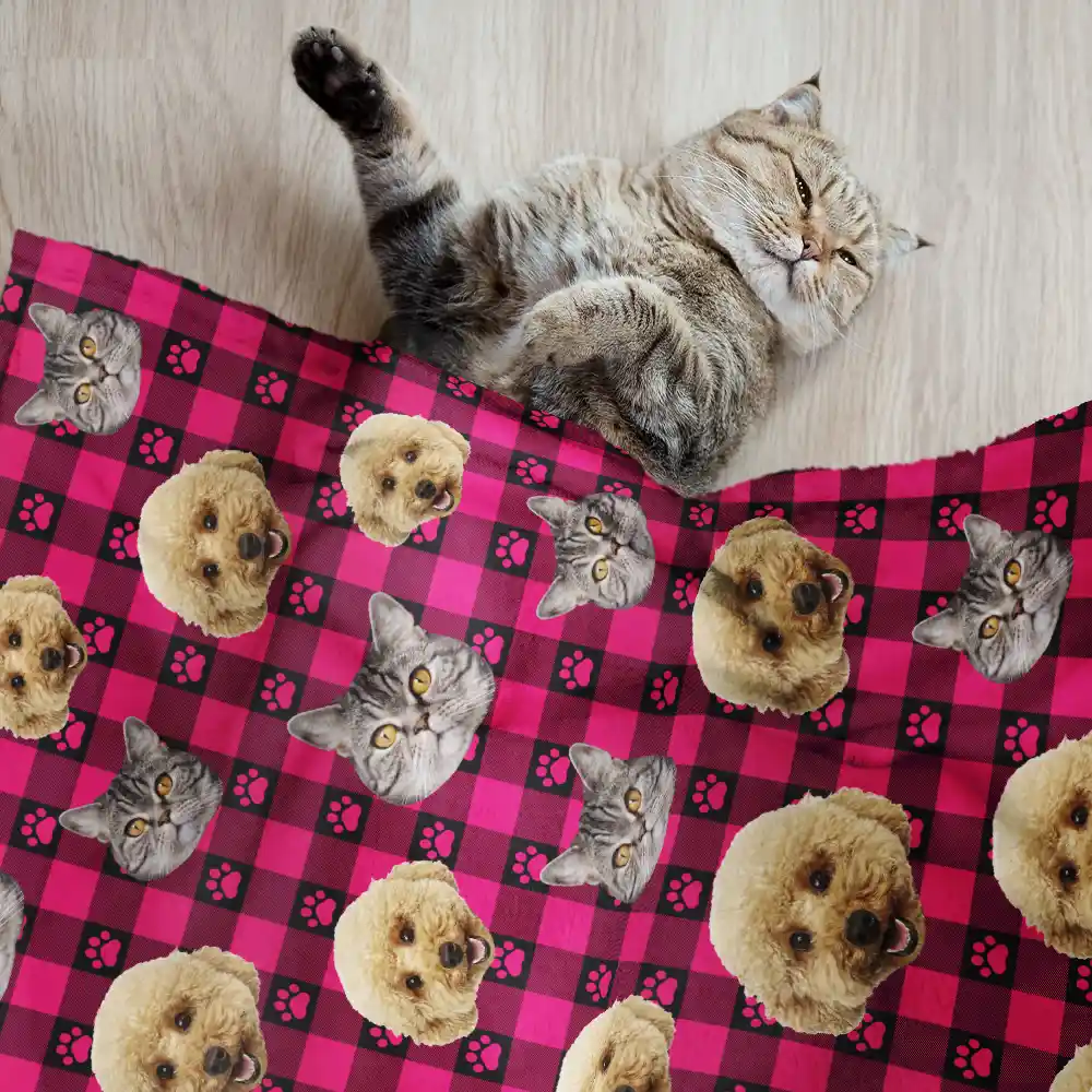 Custom Photo Funny Dog Cat Pet Face - Personalized Pet Blanket - Image 3