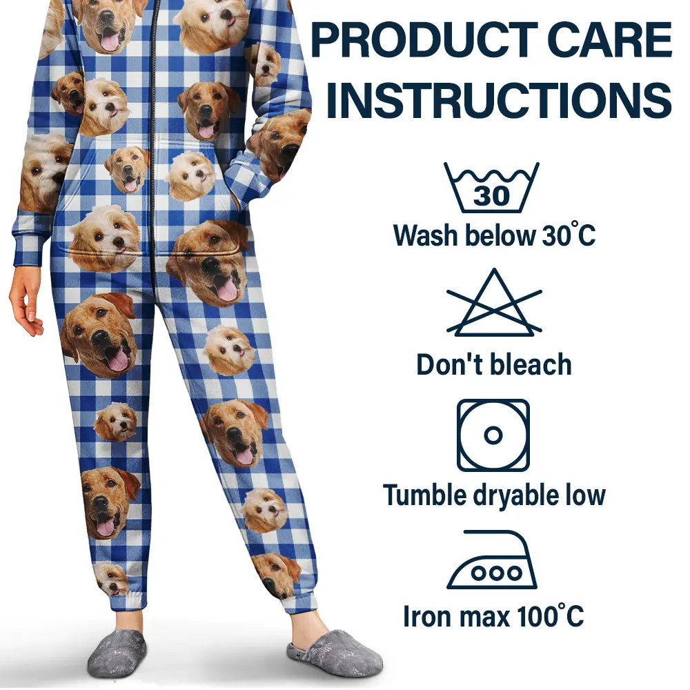 Custom Photo Funny Dog Cat Pet Human Face - Personalized Overall Onesie Hooded Jumpsuit - Image 5