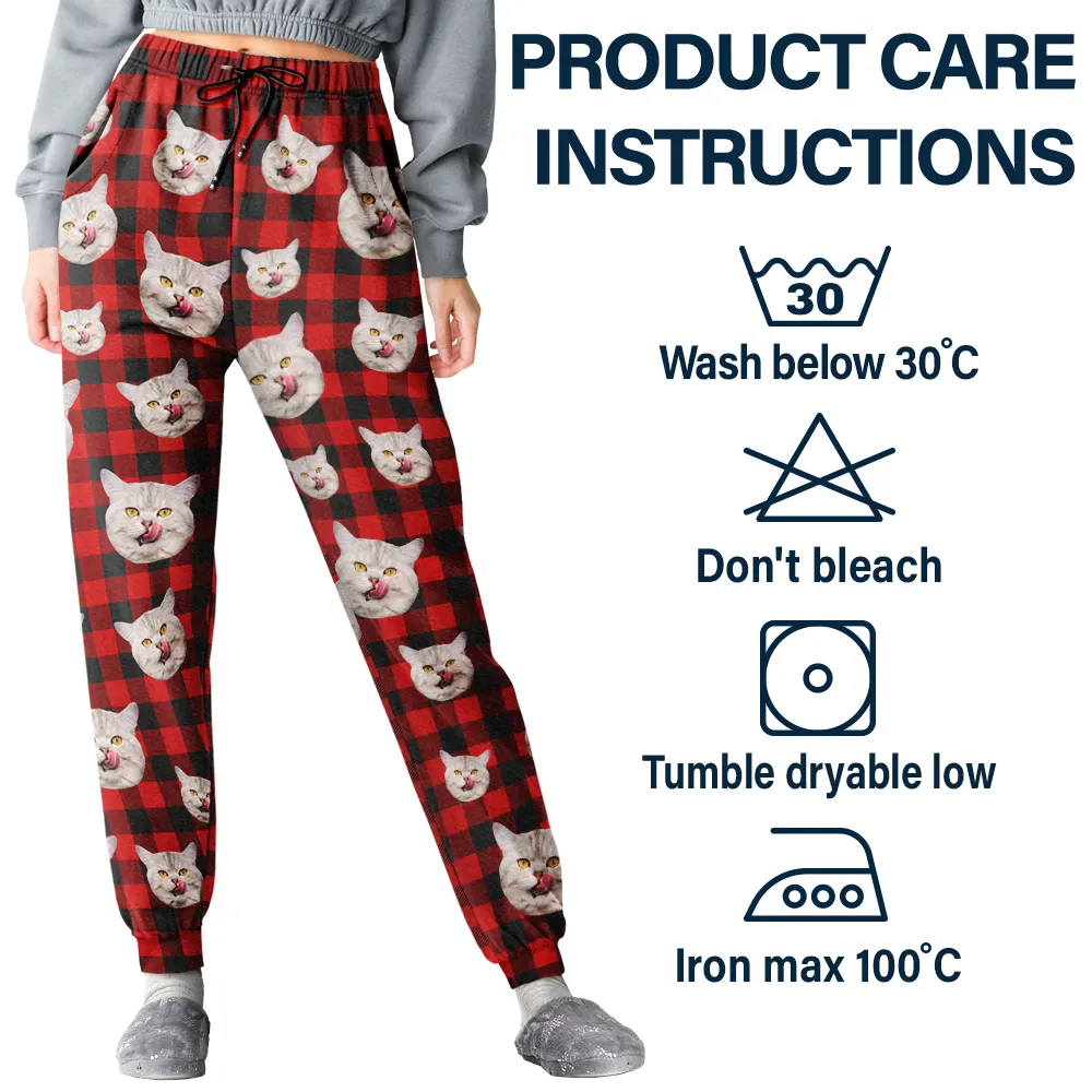 Custom Photo Funny Dog Cat Pet Human Face - Personalized Pajama Pants - Image 6