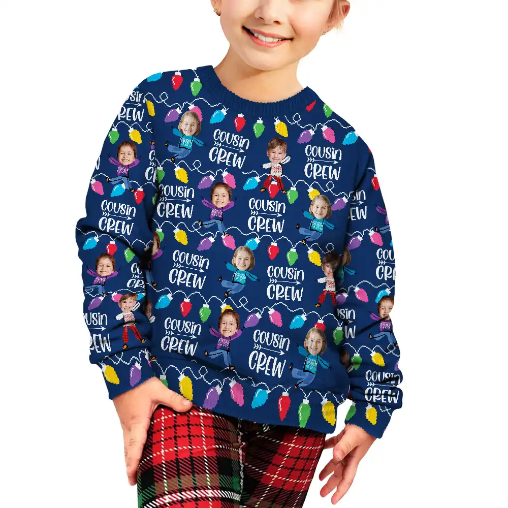 Custom Photo Funny Face Cousin Crew - Personalized Unisex Ugly Sweater - Image 5