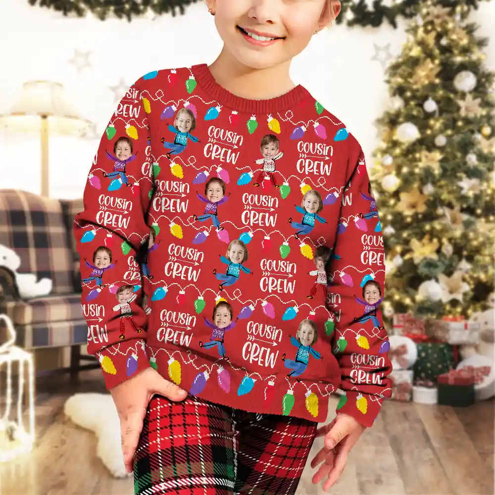 Custom Photo Funny Face Cousin Crew - Personalized Unisex Ugly Sweater - Image 6
