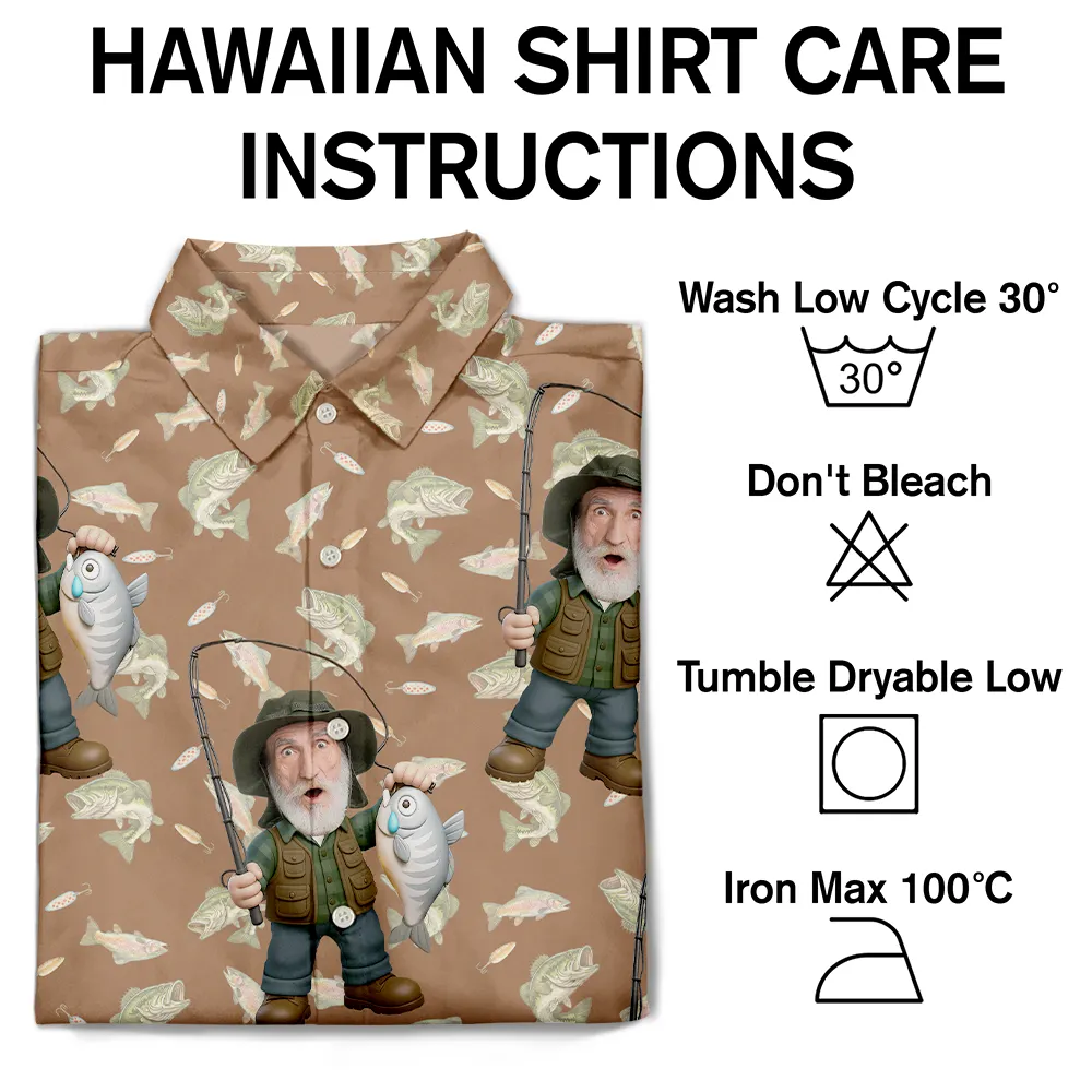 Custom Photo Funny Face Cut Fishing Man - Personalized Hawaiian Shirt - Image 8
