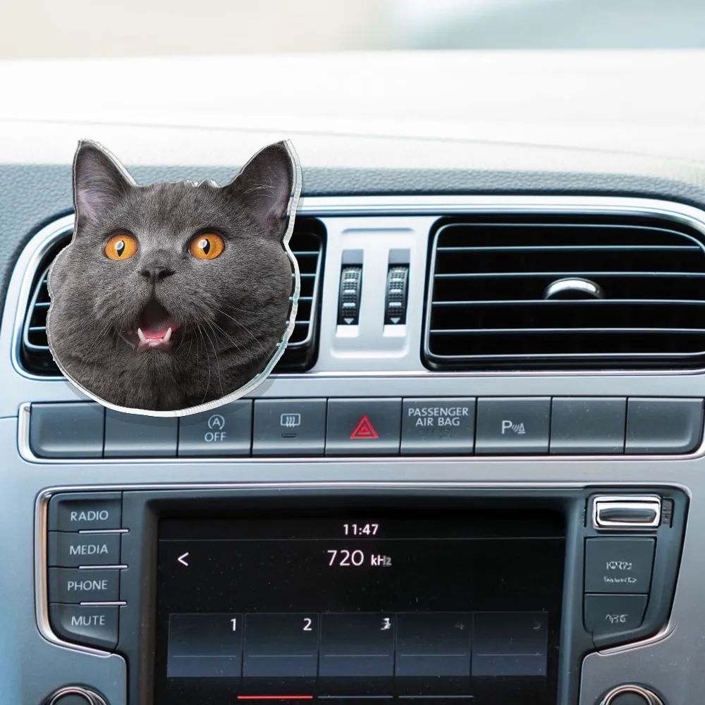 Custom Photo Funny Face Cut Kids Dogs Cats - Personalized Acrylic Car Vent Clip - Image 3