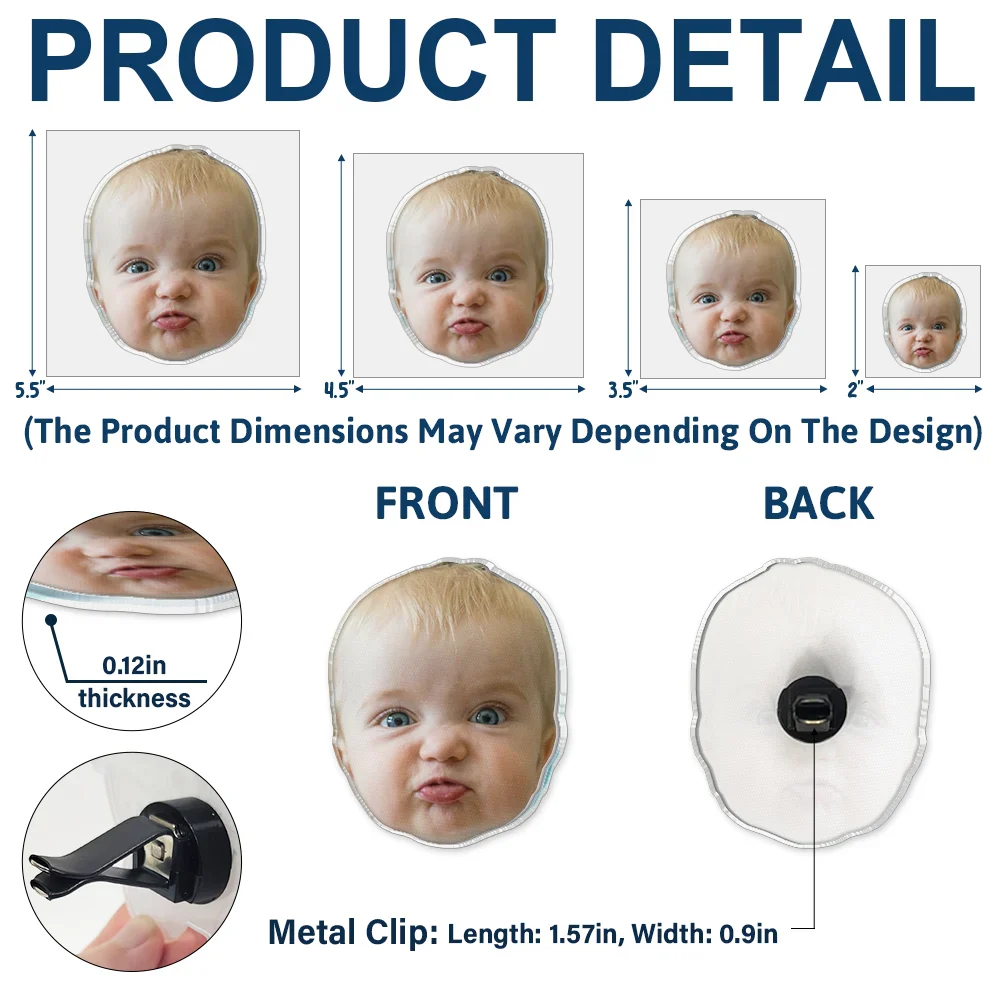 Custom Photo Funny Face Cut Kids Dogs Cats - Personalized Acrylic Car Vent Clip - Image 6
