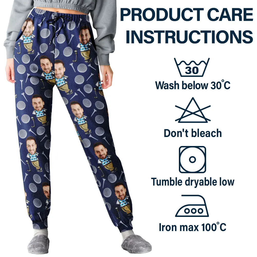 Custom Photo Funny Face Golf Lover - Personalized Pajama Pants - Image 6