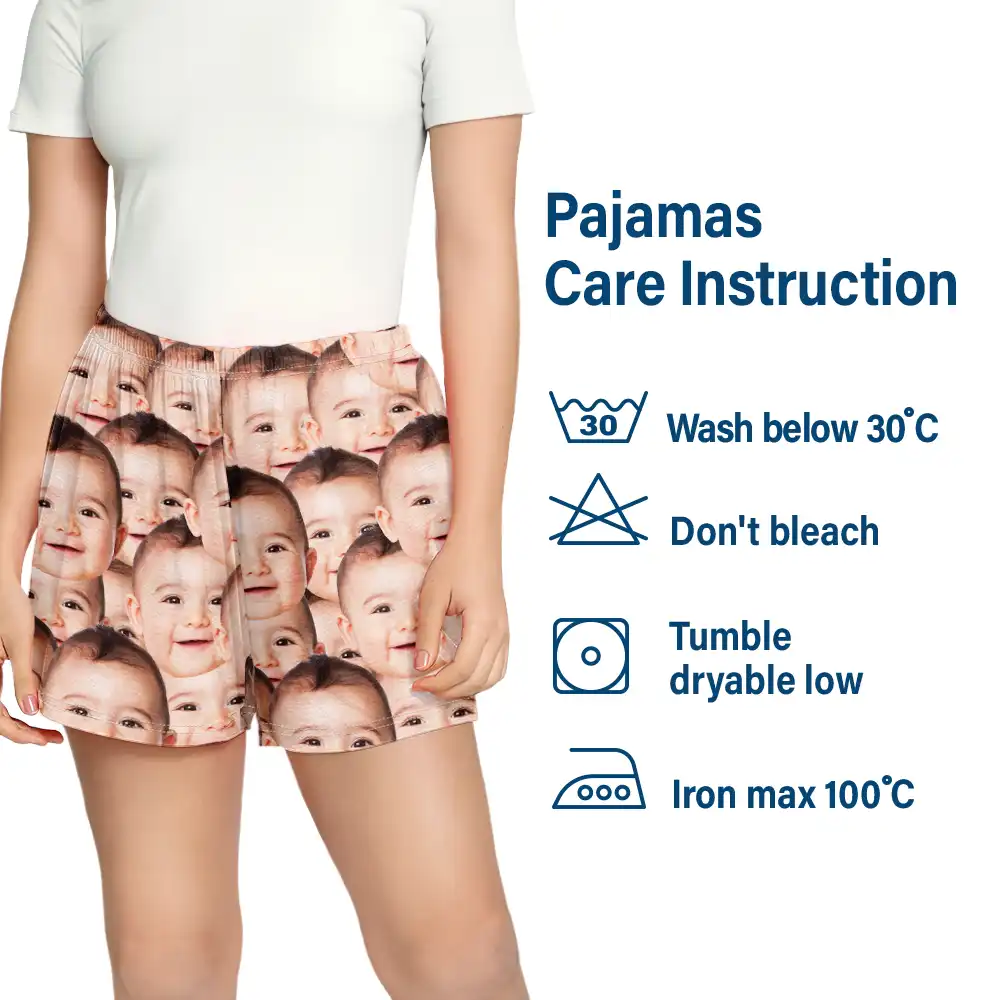 Custom Photo Funny Face Pattern Dog Cat Family - Personalized Pajama Shorts - Image 7