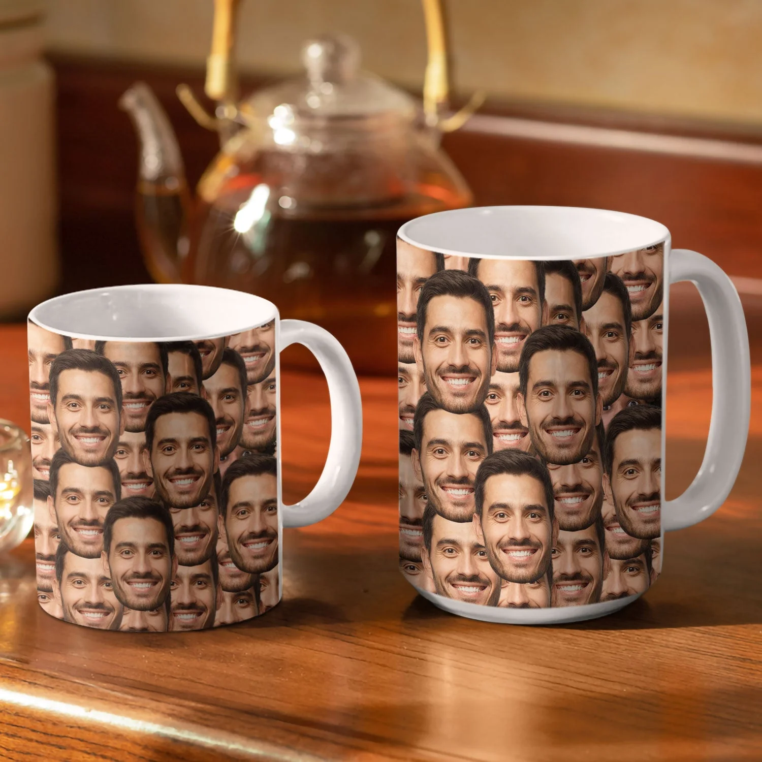Custom Photo Funny Face Pattern - Gift For Him, For Her, Dog Lovers, Cat Lovers, Family - Personalized White Edge-to-Edge Mug - Image 4